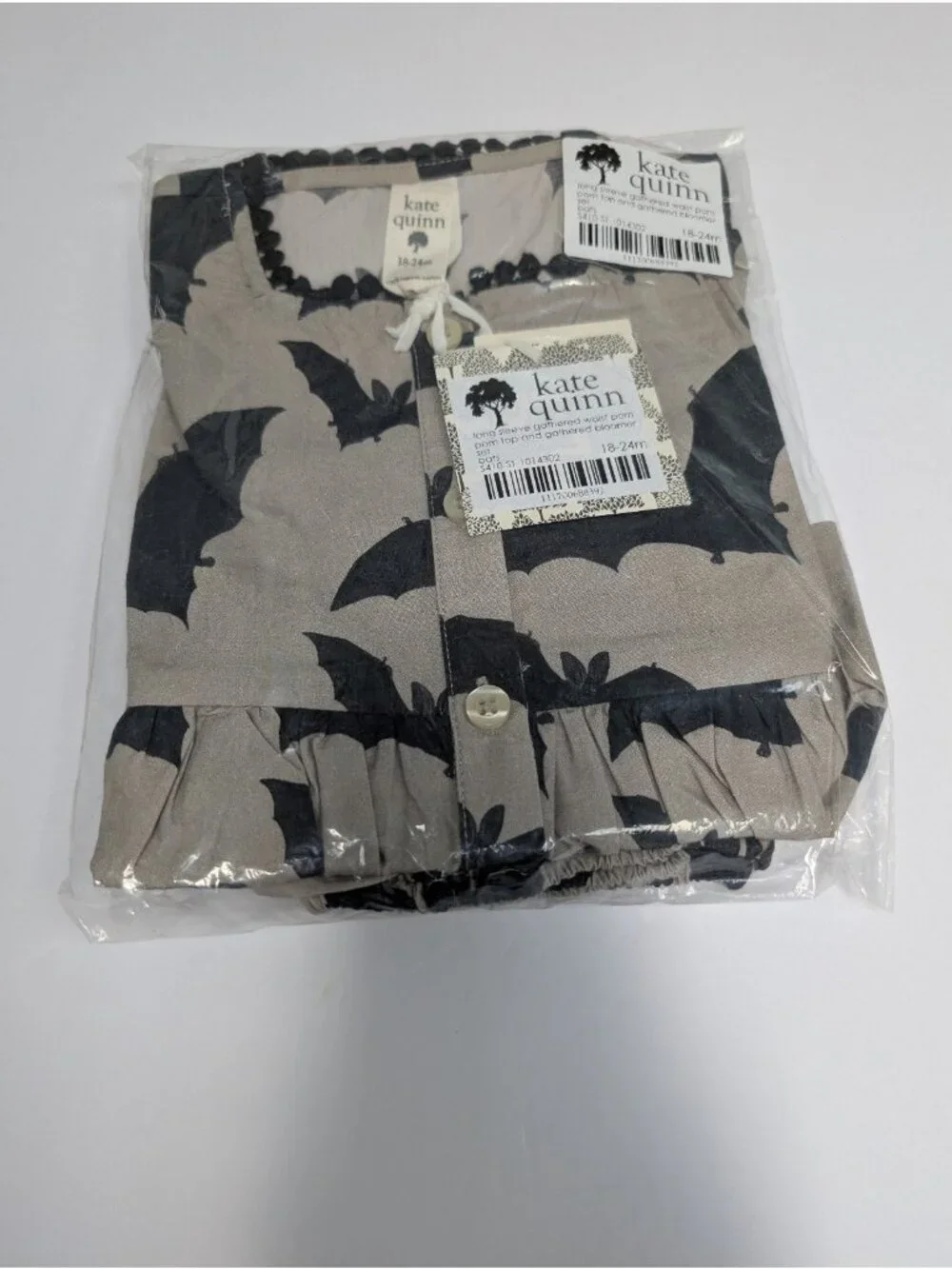 Kate Quinn Organic Cotton Bats Bloomer Long Sleeve Top Set 18-24 Spooky Hallowee